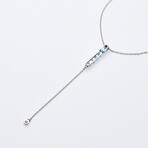 Rhodium SS + Blue Topaz + Diamond Necklace