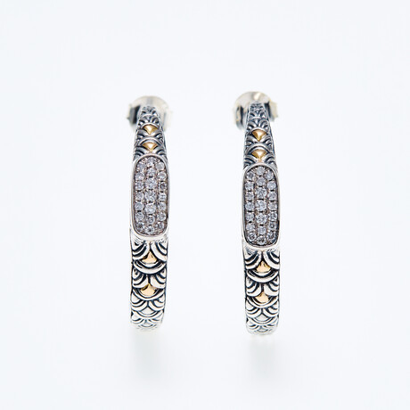 SS + 18K Pave Diamond Earrings