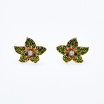 10K Gold Chrome Diopside Flower Earrings