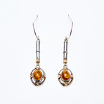 SS + 18K +  Orange Tourmaline Earrings + Diamond Accents