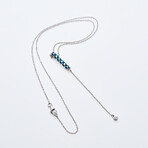 Rhodium SS + Blue Topaz + Diamond Necklace