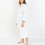 Waffle Knit Bathrobe // White (Small/Medium)