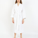 Waffle Knit Bathrobe // White (Small/Medium)