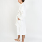 Waffle Knit Bathrobe // White (Small/Medium)