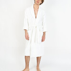 Waffle Knit Bathrobe // White (Small/Medium)