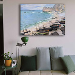 Fishing Boats by the Beach and the Cliffs of Pourville (17.7"H x 27.5"W x  1.1"D)