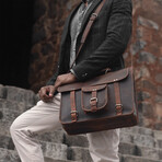 Loculus Buffalo Leather Satchel Messenger Bag // Dark Brown