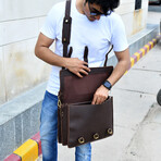 Lakshan Buffalo Leather Satchel Bag // Dark Brown