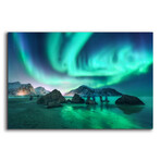 Green Aurora Borealis And People (12"H x 16"W x 0.13"D)