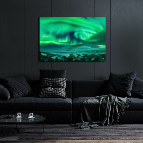 Aurora Borealis Over Ocean (12"H x 16"W x 0.13"D)