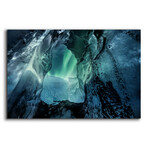 Northern Lights Aurora Borealis Over Glacier Ice 3 (12"H x 16"W x 0.13"D)