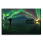 Person On Ice During Northern Lights (12"H x 16"W x 0.13"D)