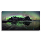 Water And Mountain During Northern Lights (12"H x 24"W x 0.13"D)