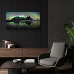 Water And Mountain During Northern Lights (12"H x 24"W x 0.13"D)