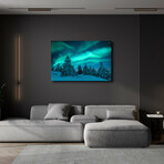 Northern Lights In Winter Forest 2 (12"H x 16"W x 0.13"D)