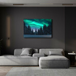 Northern Lights In Winter Forest 3 (12"H x 16"W x 0.13"D)