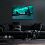 Northern Lights In Winter Forest 4 (12"H x 16"W x 0.13"D)