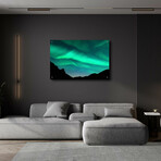 Northern Lights In Winter Mountains (12"H x 16"W x 0.13"D)