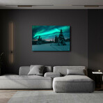 Northern Lights In Winter Forest 4 (12"H x 16"W x 0.13"D)