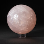 Genuine Polished Asteriated Rose Quartz Sphere + Acrylic Display Stand