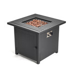 28" Steel Gas Propane Fire Pit with Cover and Lava Rock