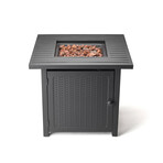 28" Steel Gas Propane Fire Pit with Cover and Lava Rock