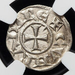 Crusader Genoa Italy Silver Coin // 1139-1339 AD