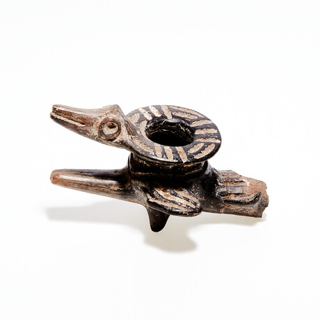 Pre-Columbian Pipe with Bird // Mixtec, Mexico // c. 1100-1400 AD