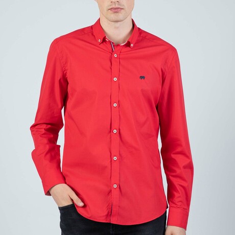 Valentine Button Up Shirt // Red (S)
