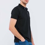 Oxford Pique Short Sleeve Polo Shirt // Black (S)