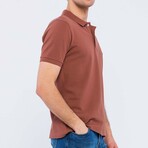 Solid Short Sleeve Polo Shirt // Brown (XL)