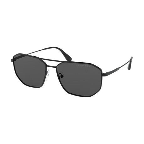 Men's Fashion PR64XS-1AB08G-57 Polarized Sunglasses // Black + Gray