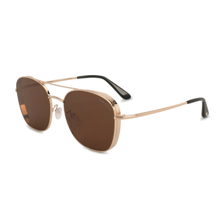 Men's Squared Aviator Sunglasses // Gold + Brown