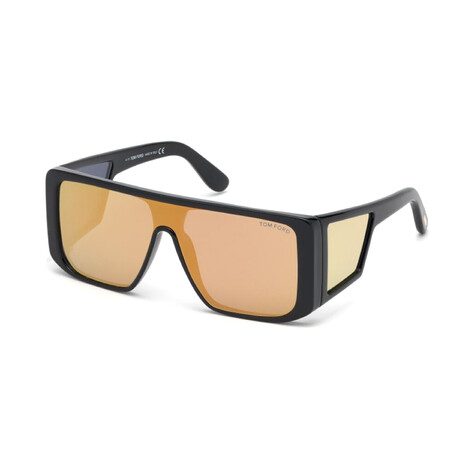 Unisex Atticus Shield Sunglasses // Black + Brown