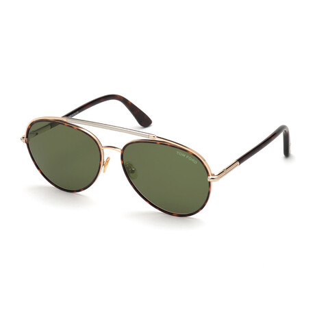 Men's Curtis Pilot Sunglasses // Rose Gold + Havana + Green