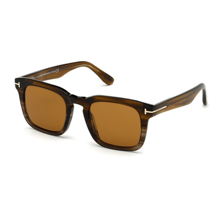 Men's Dax Square Sunglasses // Dark Brown + Light Striped Brown + Brown
