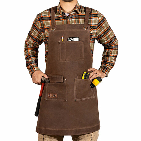 Waxed Canvas Work Apron // Handmade in the USA // Brown