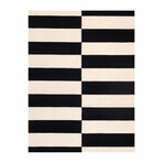 Jules Collection // Hand-Tufted Striped White + Black Area Rug (7' 9" X  9' 9")