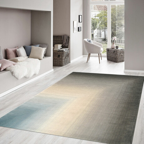 Jules Collection // Hand-Tufted Gray + Aqua Area Rug (8' 9" X 11' 9")