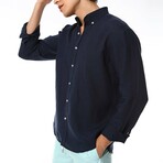 Linen Shirt // Navy Blue (2XL)