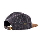 Obsidian 5-Panel Cap with Suede Visor // Navy Blue + Brown