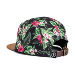 Oahu 5-Panel Cap with Suede Visor // White Floral