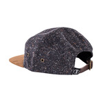 Obsidian 5-Panel Cap with Suede Visor // Navy Blue + Brown