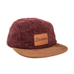 Obsidian 5-Panel Cap with Suede Visor // Maroon + Brown