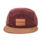 Obsidian 5-Panel Cap with Suede Visor // Maroon + Brown
