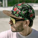 Oahu 5-Panel Cap with Suede Visor // White Floral
