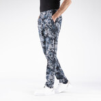 Splatter Print Pants // Navy + Gray (M)