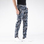 Splatter Print Pants // Navy + Gray (M)