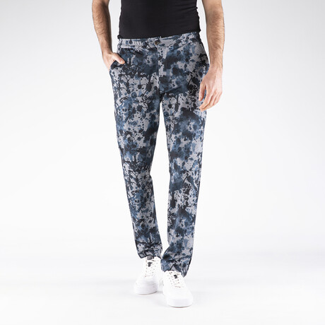 Splatter Print Pants // Navy + Gray (XS)