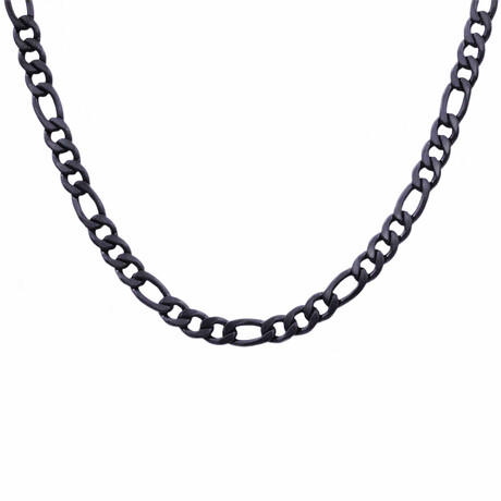 Figaro Link 7mm Chain Necklace // 24" // Matte Black-Plated Stainless Steel